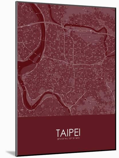 Taipei, Taiwan, Republic of China Red Map-null-Mounted Poster