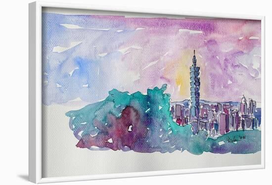 Taipei Taiwan Skyline with 101 Tower-Markus Bleichner-Framed Art Print