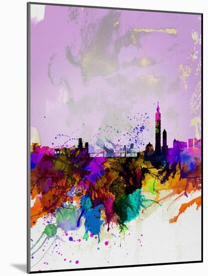 Taipei Watercolor Skyline-NaxArt-Mounted Art Print