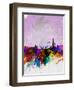 Taipei Watercolor Skyline-NaxArt-Framed Art Print