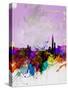 Taipei Watercolor Skyline-NaxArt-Stretched Canvas