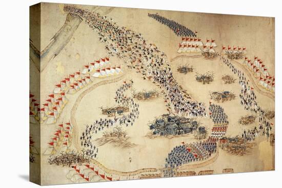 Taiping Rebellion, Contemporary Painting of Imperial Chinese Troops, Tientsin, c. 1850-null-Stretched Canvas