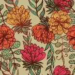 Hand Drawn Vintage Floral Pattern-tairen-Art Print