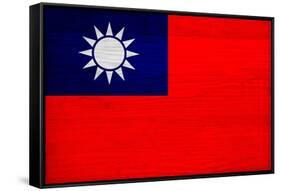 Taiwan Flag Design with Wood Patterning - Flags of the World Series-Philippe Hugonnard-Framed Stretched Canvas