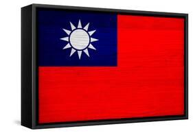 Taiwan Flag Design with Wood Patterning - Flags of the World Series-Philippe Hugonnard-Framed Stretched Canvas