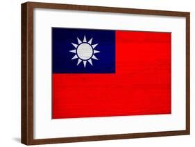 Taiwan Flag Design with Wood Patterning - Flags of the World Series-Philippe Hugonnard-Framed Art Print