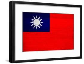 Taiwan Flag Design with Wood Patterning - Flags of the World Series-Philippe Hugonnard-Framed Art Print