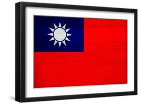 Taiwan Flag Design with Wood Patterning - Flags of the World Series-Philippe Hugonnard-Framed Art Print