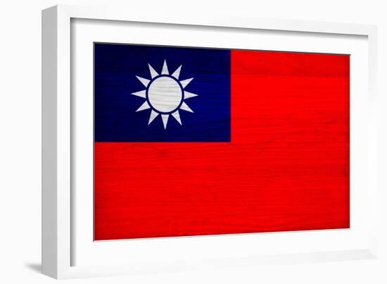 Taiwan Flag Design with Wood Patterning - Flags of the World Series-Philippe Hugonnard-Framed Art Print