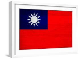 Taiwan Flag Design with Wood Patterning - Flags of the World Series-Philippe Hugonnard-Framed Art Print