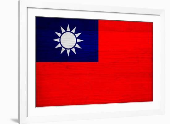 Taiwan Flag Design with Wood Patterning - Flags of the World Series-Philippe Hugonnard-Framed Art Print