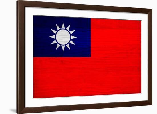 Taiwan Flag Design with Wood Patterning - Flags of the World Series-Philippe Hugonnard-Framed Art Print