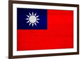 Taiwan Flag Design with Wood Patterning - Flags of the World Series-Philippe Hugonnard-Framed Art Print