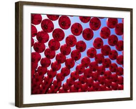 Taiwan, Kaohsiung, Cijin Island, Chinese Lanterns at Tianhou Temple-Steve Vidler-Framed Photographic Print