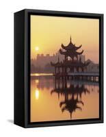 Taiwan, Kaohsiung, Lotus Lake at Sunset-Steve Vidler-Framed Stretched Canvas