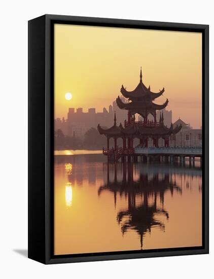 Taiwan, Kaohsiung, Lotus Lake at Sunset-Steve Vidler-Framed Stretched Canvas