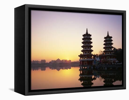 Taiwan, Kaohsiung, Lotus Lake, Dragon and Tiger Pagodas-Steve Vidler-Framed Stretched Canvas