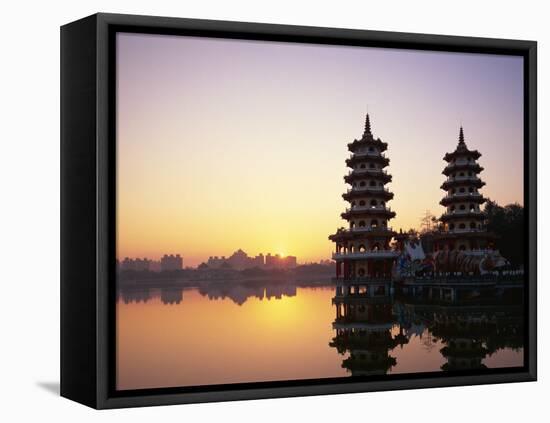 Taiwan, Kaohsiung, Lotus Lake, Dragon and Tiger Pagodas-Steve Vidler-Framed Stretched Canvas