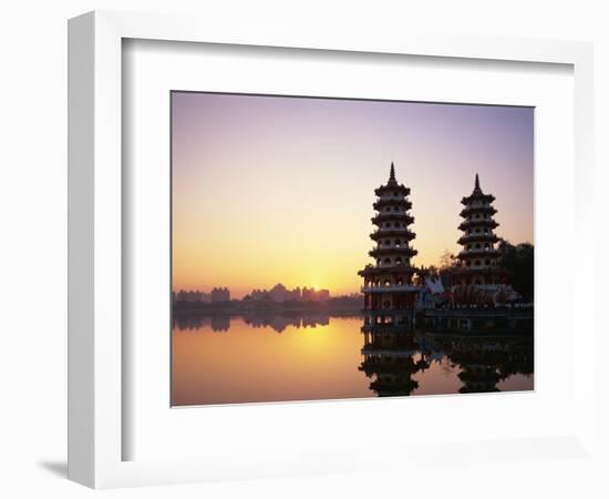 Taiwan, Kaohsiung, Lotus Lake, Dragon and Tiger Pagodas-Steve Vidler-Framed Photographic Print