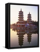 Taiwan, Kaohsiung, Lotus Lake, Dragon and Tiger Pagodas-Steve Vidler-Framed Stretched Canvas