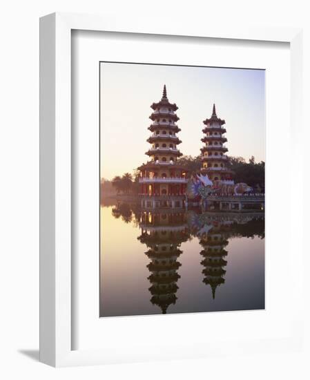 Taiwan, Kaohsiung, Lotus Lake, Dragon and Tiger Pagodas-Steve Vidler-Framed Photographic Print