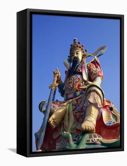 Taiwan, Kaohsiung, Lotus Lake, Statue of Taoist God Xuan-Tian-Shang-Di-Steve Vidler-Framed Stretched Canvas