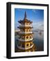 Taiwan, Kaohsiung, Lotus Pond, Dragon and Tiger Tower Temple with Bridge Leading to Spring and Autu-Jane Sweeney-Framed Photographic Print