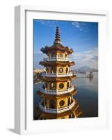 Taiwan, Kaohsiung, Lotus Pond, Dragon and Tiger Tower Temple with Bridge Leading to Spring and Autu-Jane Sweeney-Framed Photographic Print