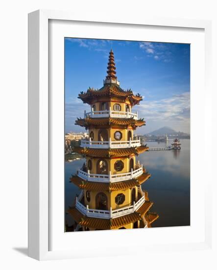 Taiwan, Kaohsiung, Lotus Pond, Dragon and Tiger Tower Temple with Bridge Leading to Spring and Autu-Jane Sweeney-Framed Photographic Print