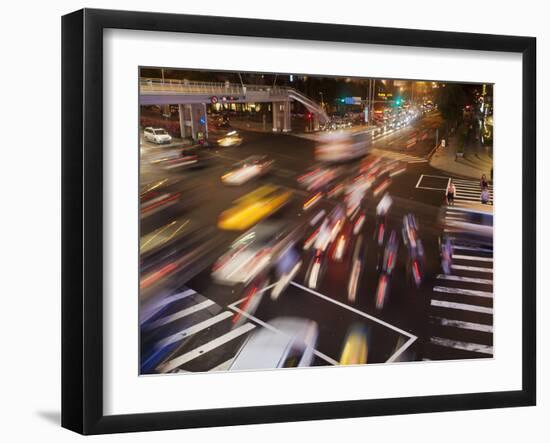 Taiwan, Taipei, Traffic on Road Near Taipei 101 at Night-Jane Sweeney-Framed Photographic Print