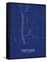 Taiyuan, China Blue Map-null-Framed Stretched Canvas