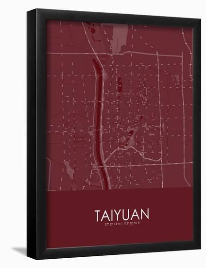 Taiyuan, China Red Map-null-Framed Poster