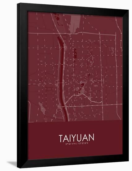 Taiyuan, China Red Map-null-Framed Poster