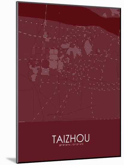 Taizhou, China Red Map-null-Mounted Poster