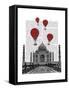 Taj Mahal and Red Hot Air Balloons-Fab Funky-Framed Stretched Canvas