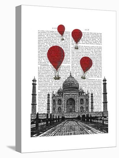 Taj Mahal and Red Hot Air Balloons-Fab Funky-Stretched Canvas