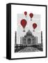 Taj Mahal and Red Hot Air Balloons-Fab Funky-Framed Stretched Canvas