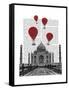 Taj Mahal and Red Hot Air Balloons-Fab Funky-Framed Stretched Canvas