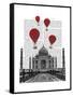 Taj Mahal and Red Hot Air Balloons-Fab Funky-Framed Stretched Canvas