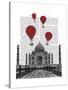 Taj Mahal and Red Hot Air Balloons-Fab Funky-Stretched Canvas