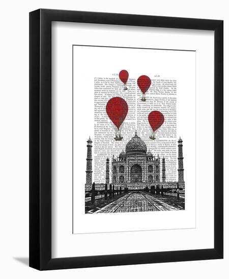 Taj Mahal and Red Hot Air Balloons-Fab Funky-Framed Art Print