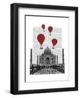 Taj Mahal and Red Hot Air Balloons-Fab Funky-Framed Art Print