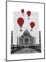 Taj Mahal and Red Hot Air Balloons-Fab Funky-Mounted Art Print