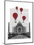 Taj Mahal and Red Hot Air Balloons-Fab Funky-Mounted Art Print