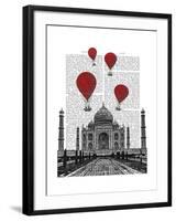 Taj Mahal and Red Hot Air Balloons-Fab Funky-Framed Art Print