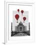 Taj Mahal and Red Hot Air Balloons-Fab Funky-Framed Art Print