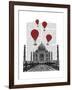 Taj Mahal and Red Hot Air Balloons-Fab Funky-Framed Art Print