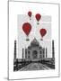 Taj Mahal and Red Hot Air Balloons-Fab Funky-Mounted Art Print