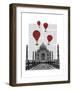 Taj Mahal and Red Hot Air Balloons-Fab Funky-Framed Art Print