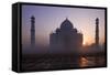 Taj Mahal at Sunrise, UNESCO World Heritage Site, Agra, Uttar Pradesh, India, Asia-Peter Barritt-Framed Stretched Canvas